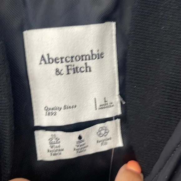 Abercrombie & Fitch Black Bomber Jacket Black Oversized Fit - Picture 2 of 7